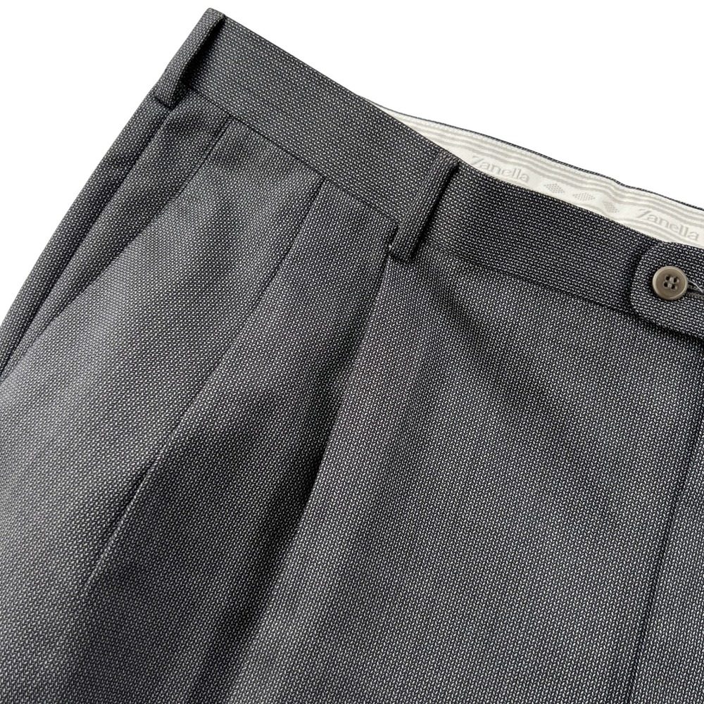 Zanella Austin Grey Wool Pleated Dress Pants Mens 44x31 Made in Italy Cuffed